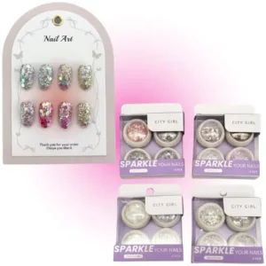 set x4 brillos/glitter para encapsulado decoracion de uÑas city girl 50424