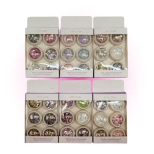 set x6 polvos brillos/glitter para decoracion de uÑas city girl 24033