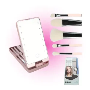 espejo led plegable con brochas de maquillaje 00034