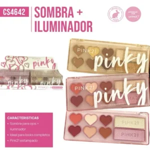 paleta de sombras para ojos + iluminador pink 21 66875/cs4642