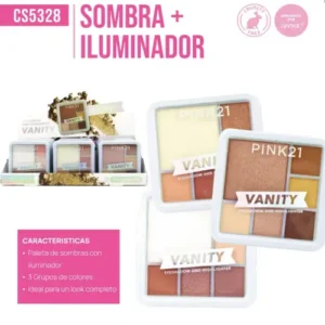 paleta de sombras + iluminador pink 21 6947/cs5328