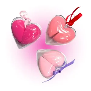 set x2 esponjas de maquillaje + estuche corazon 17495