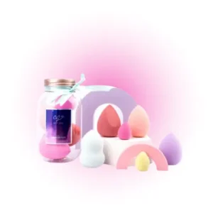 set de esponjas para maquillaje + frasco organizador city girl 40219