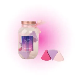 set de esponjas para maquillaje + frasco organizador city girl 40226