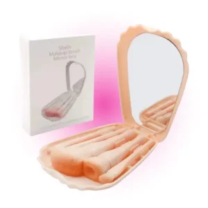 set x5 brochas para maquillaje + estuche organizador con espejo 07488