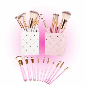 set x5 brochas para maquillaje + estuche organizador city girl 20725