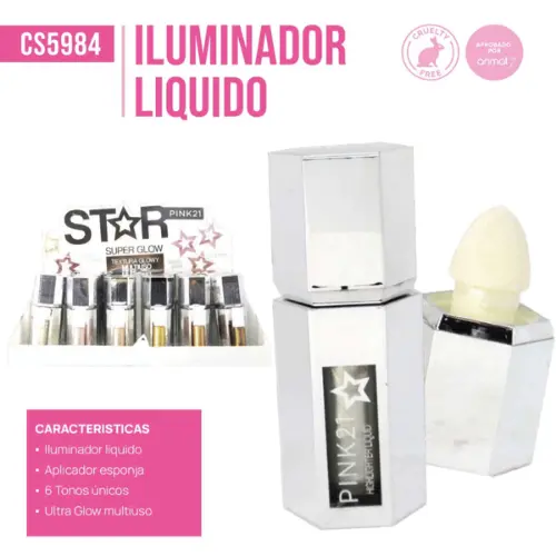 iluminador liquido con aplicador de esponja pink 21 85456/cs5984