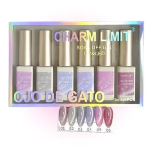 caja x6 esmaltes semi ojo de gato charm limit 65081/zma my08