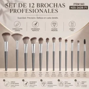 SET X12 BROCHAS DE MAQUILLAJE PROFESIONALES 28718/2628-71