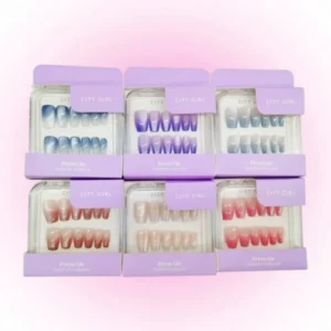 UÑAS POSTIZAS PRESS ON COFFIN CORTO OJO DE GATO CITY GIRL GO-25015
